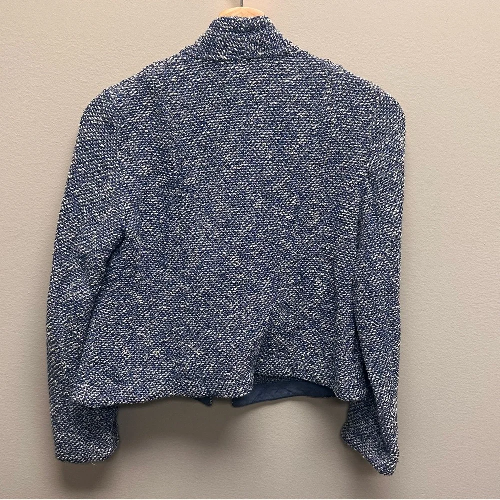 Talbots Blazer Asymmetrical Collar Open No Button Tweed Womens Petite P Acrylic - Picture 2 of 7